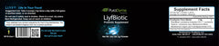 PuraDyme LiyfBiotic packaging label highlights probiotic blend for mouth and digestive support.
