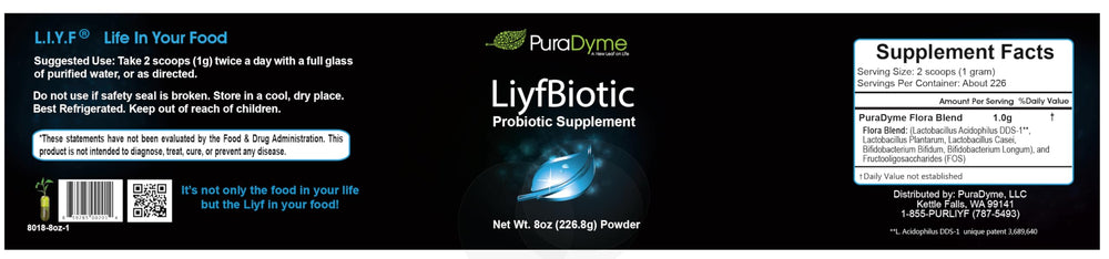 PuraDyme LiyfBiotic scoop and tub promoting plant-based gut support