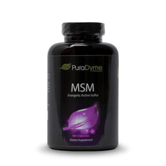 PuraDyme MSM bottle top view, ideal for daily wellness routine.