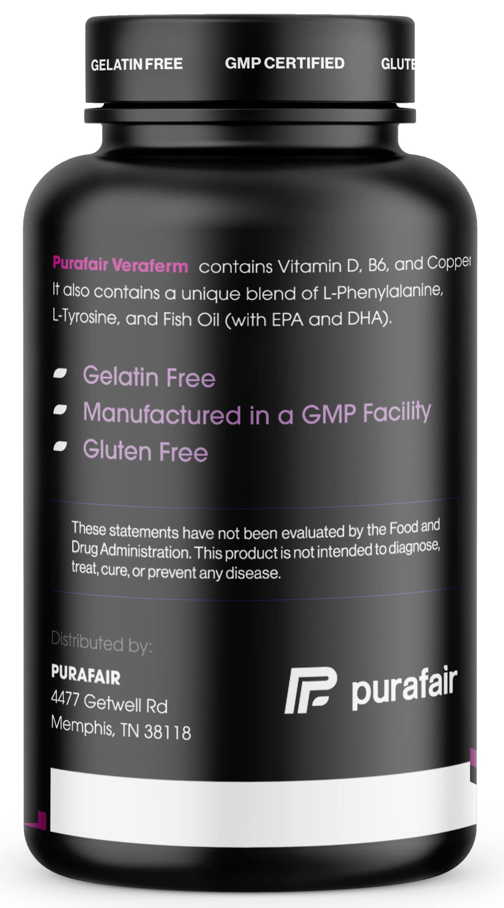Purafair Veraferm bottle shown with skincare products in a regimen setup