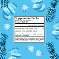 Dose-ready bottle beside a glass suggests a 30-day supply.