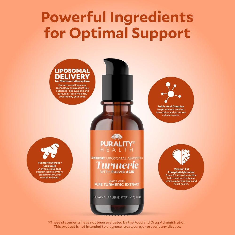 Purality Health liquid turmeric ginger citrus flavour aroma.