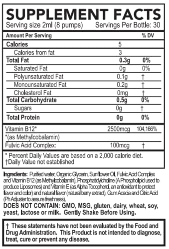 Keep refrigerated after opening to maintain freshness of Purality Health B12 liquid