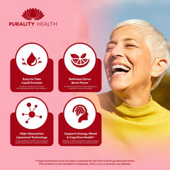Purality Health Vitamin B Complex bottle on recyclable packaging highlights sustainability.