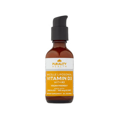 PURALITY HEALTH Vitamin D3 with K2 bottle shows vegan formula for daily calcium support