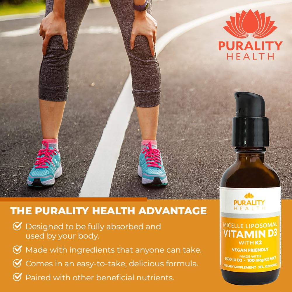 PURALITY HEALTH D3/K2 liquid dosing shows 2 mL serving
