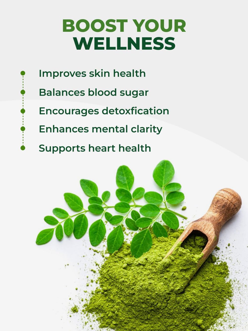 PURA VIDA MORINGA powder in yogurt for a protein-like boost