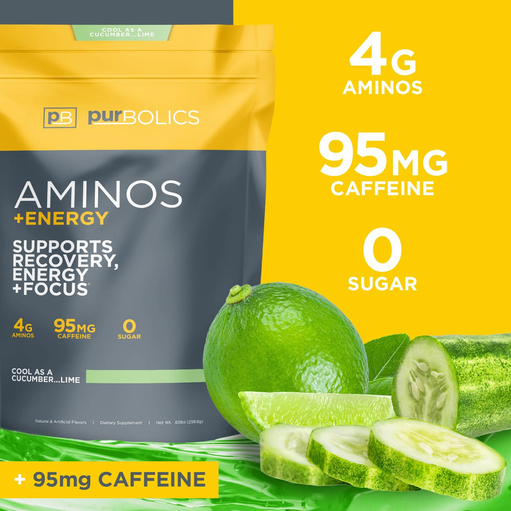 Purbolics Aminos + Energy dissolving in water for a refreshing drink