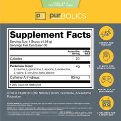 Purbolics Aminos + Energy powder scoop for quick, easy mixing