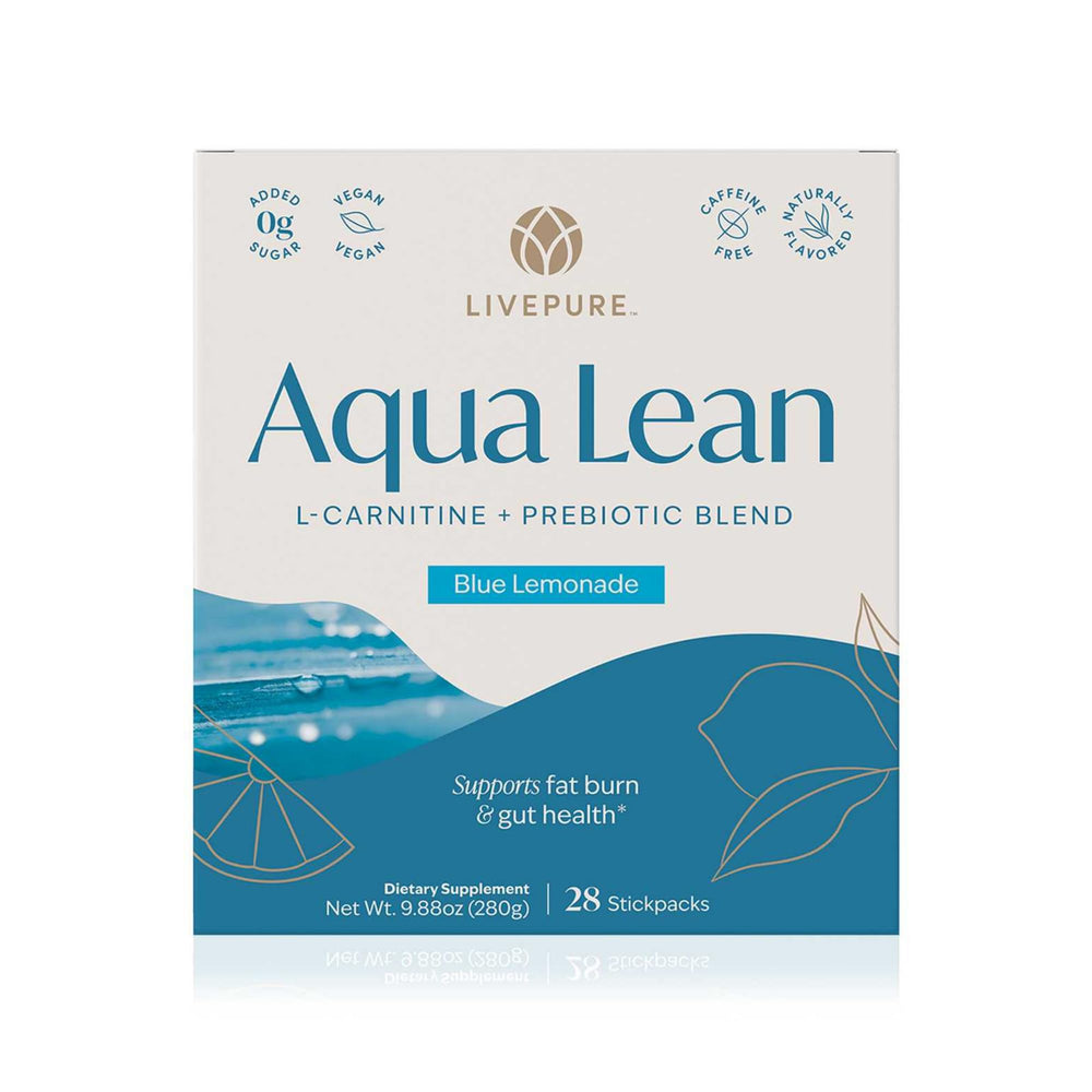 PURE Aqua Lean stick-pack close-up showing convenient on-the-go energy support.