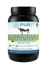 PURE Beef Protein Isolate Vanilla Canister showcasing premium dairy-free protein for muscle recovery