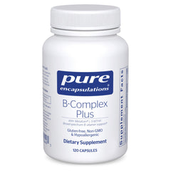 Pure Encapsulations B-Complex Plus bottle front showing label and brand name for nervous system support.