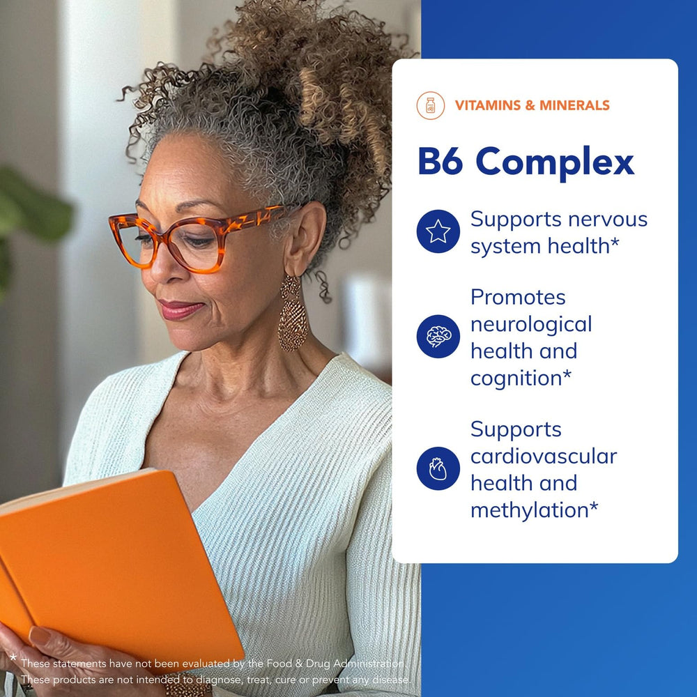 Pure Encapsulations B6 Complex label close-up highlighting allergen-free features.