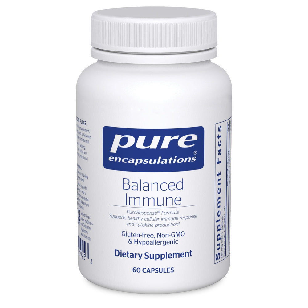Pure Encapsulations Balanced Immune bottle front promotes trusted immune support