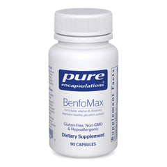Pure Encapsulations BenfoMax 90s bottle front shows dosage for daily B1 support