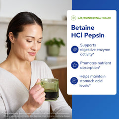 Pure Encapsulations Betaine HCl Pepsin capsules ready for daily digestive support