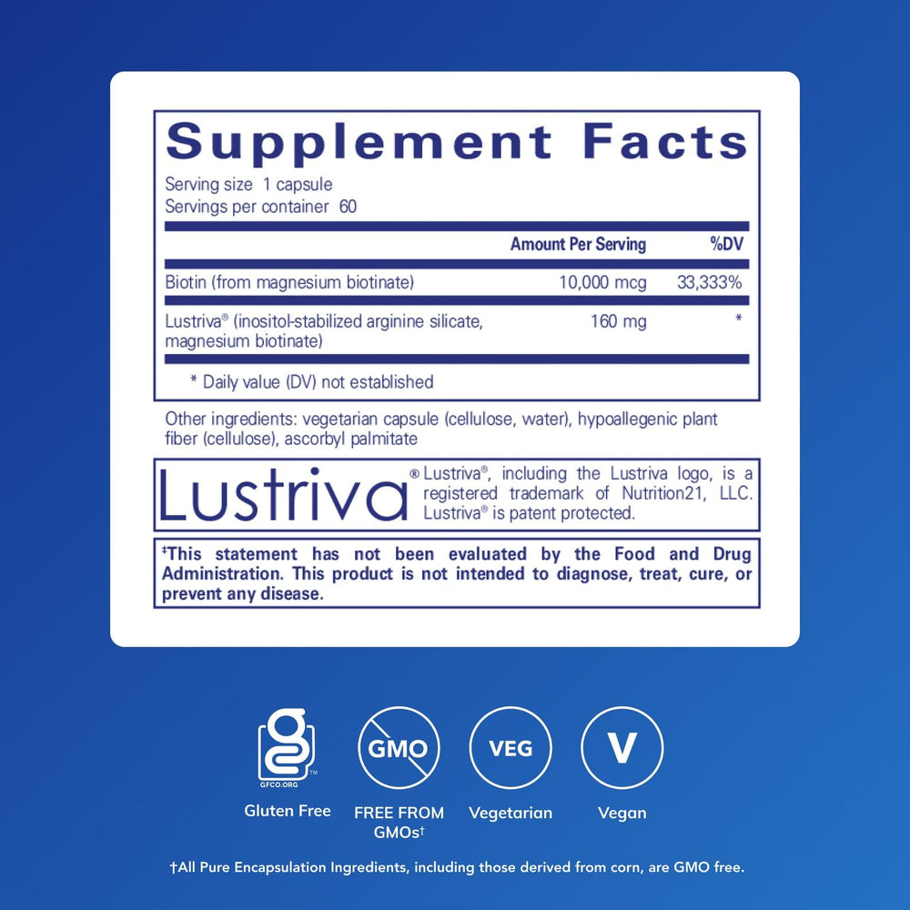 Pure Encapsulations Biotin Complex capsules designed for easy daily dosing.