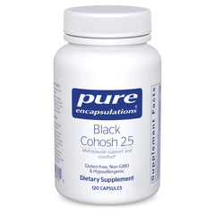 Pure Encapsulations Black Cohosh 2.5 bottle side view supports daily menopause comfort