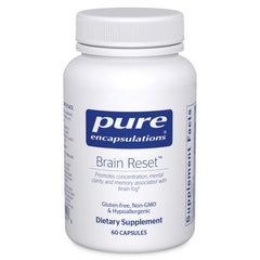 Pure Encapsulations Brain Reset bottle with capsules may support concentration.