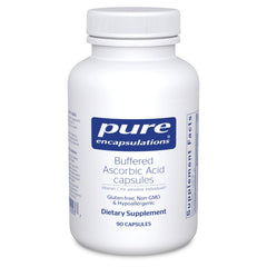 Pure Encapsulations Buffered Ascorbic Acid Capsules bottle showcasing gentle, stomach-friendly vitamin C