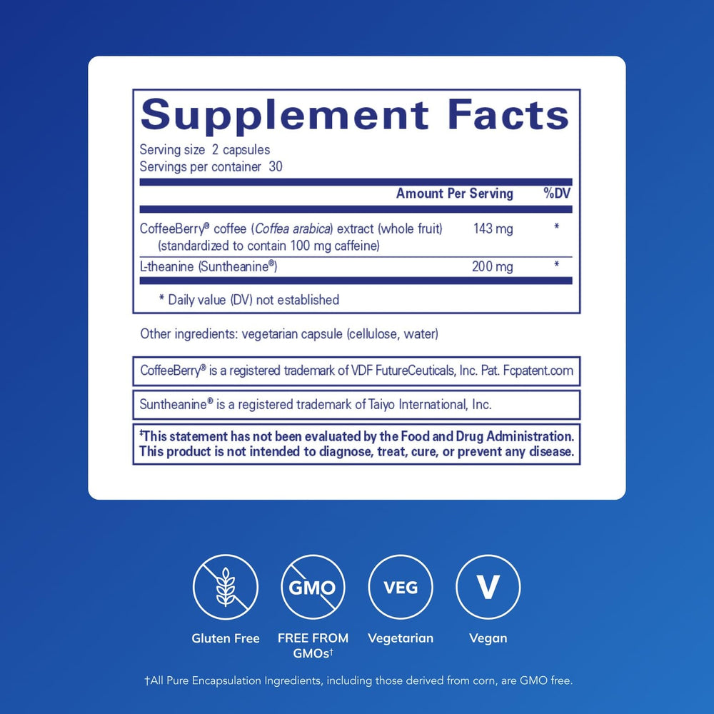 Pure Encapsulations CaffPhenol capsule closeup highlighting convenient daily dosing