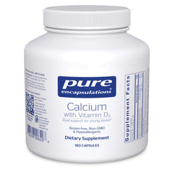 Pure Encapsulations Calcium with Vitamin D3 bottle front for bone health support.