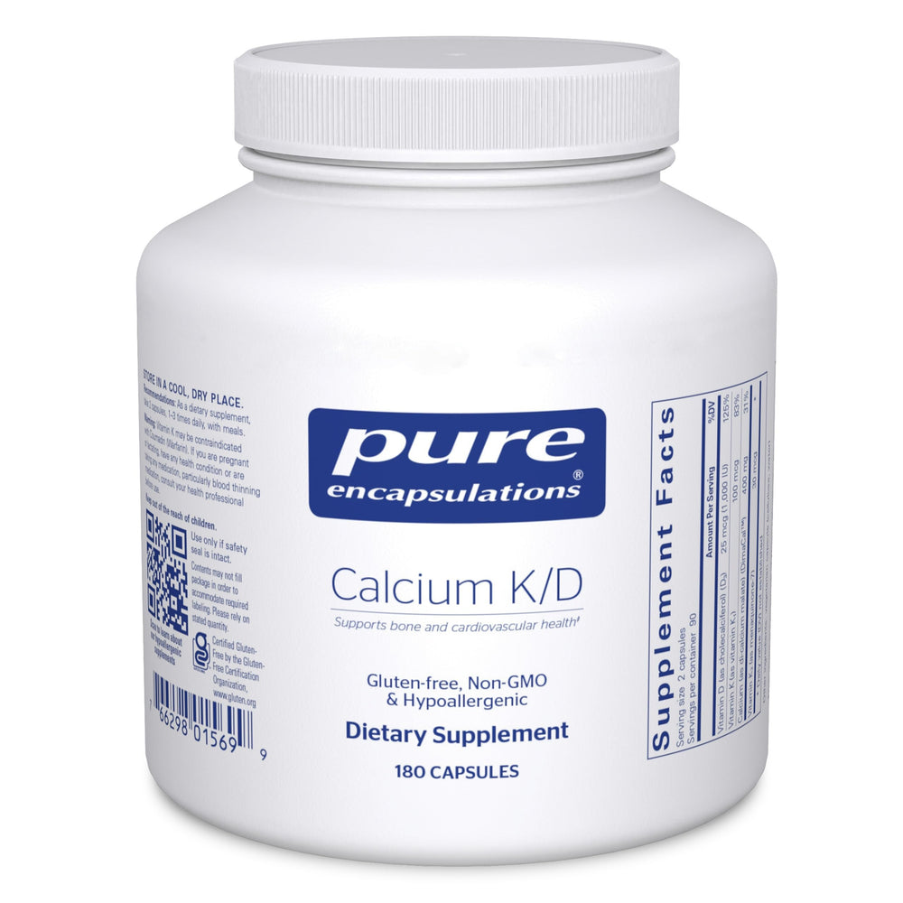 Pure Encapsulations Calcium K/D bottle pour for daily bone support.
