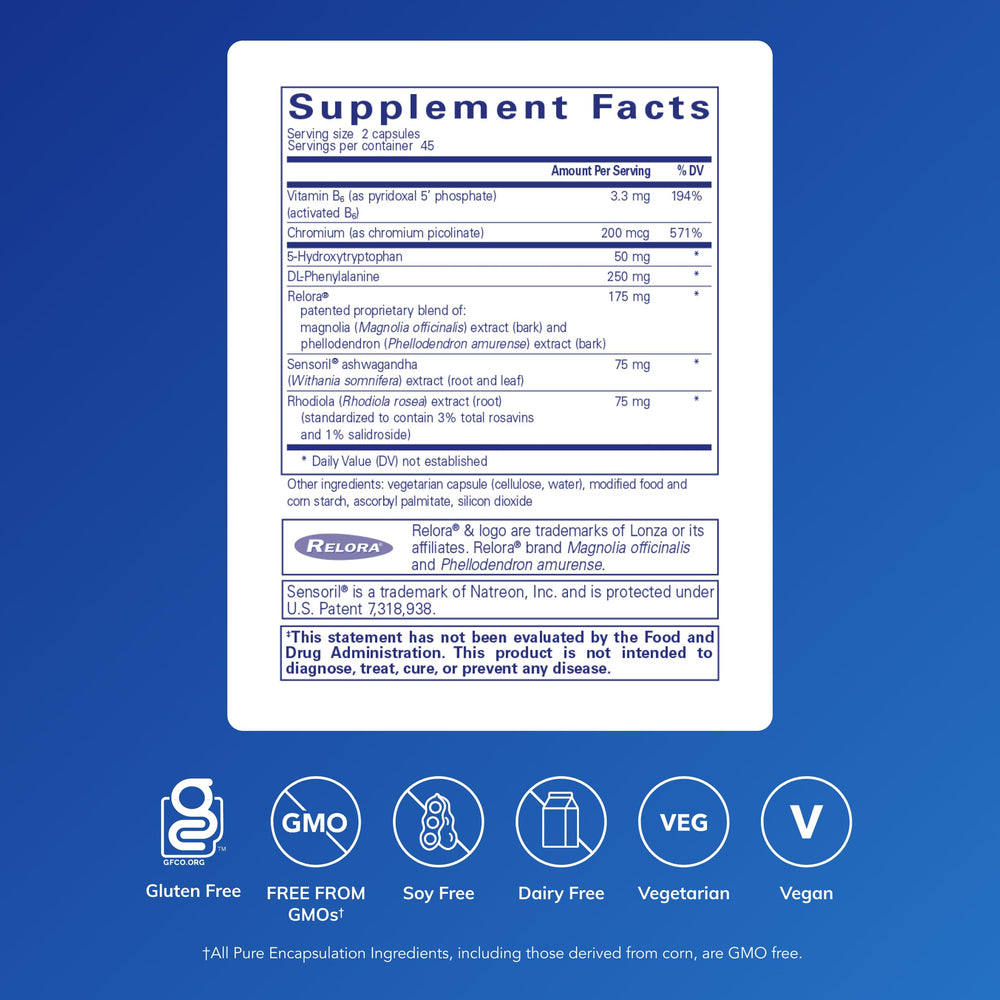 CarbCrave Complex capsules close-up with Sensoril suggests mood-friendly cravings balance.