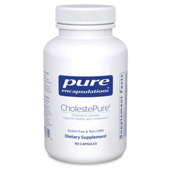 Pure Encapsulations CholestePure bottle shows phytosterol complex for lipid metabolism support.