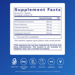 Pure Encapsulations Cognitive Aminos capsules closeup showing daily focus and memory support.