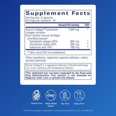 Pure Encapsulations Collagen JS bottle back—gluten-free, non-GMO formula supports clean supplementation.