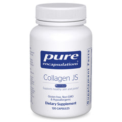 Pure Encapsulations Collagen JS bottle closeup for joint and skin support.