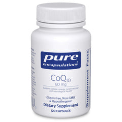 Pure Encapsulations CoQ10 60 mg bottle front view for daily energy support