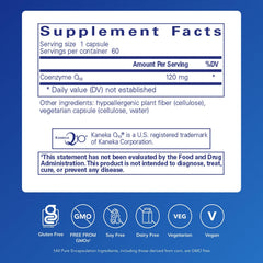 Pure Encapsulations CoQ10 capsules neatly arranged, highlighting daily energy support.