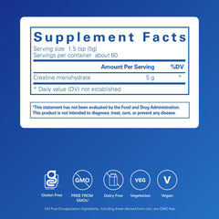 Pure Encapsulations Creatine powder stirred in glass for endurance mix