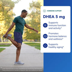 Pure Encapsulations DHEA 5mg label emphasizes purity and allergen awareness.