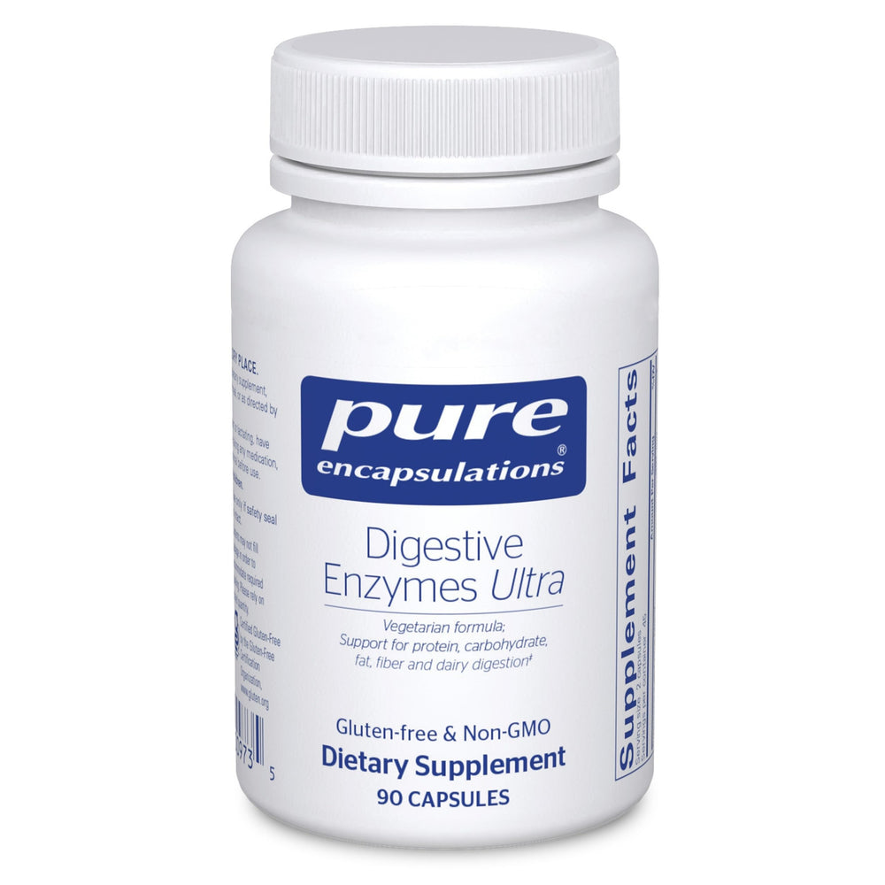 Pure Encapsulations Digestive Enzymes Ultra bottle showing broad-spectrum protein digestion support