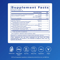 Pure Encapsulations DopaPlus label close-up highlighting vegan formula.