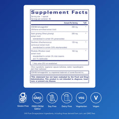 Pure Encapsulations Energy Xtra capsules highlighting adaptogenic blend for stamina.