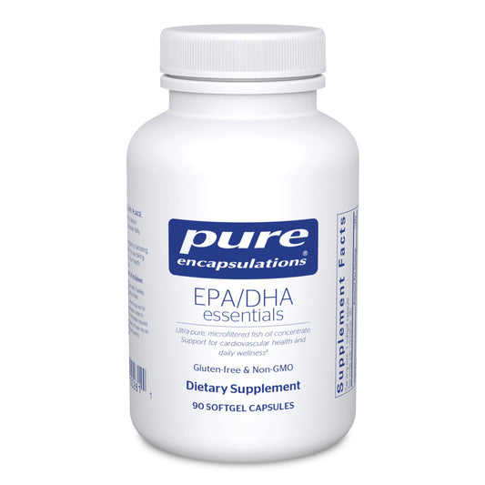 Pure Encapsulations EPA/DHA Essentials bottle front highlighting omega-3 content for heart support