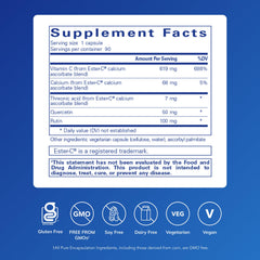 Pure Encapsulations Ester-C & Flavonoids capsules promote gentle digestion.