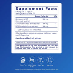 Pure Encapsulations glucosamine chondroitin with MSM capsules neatly arranged for daily use