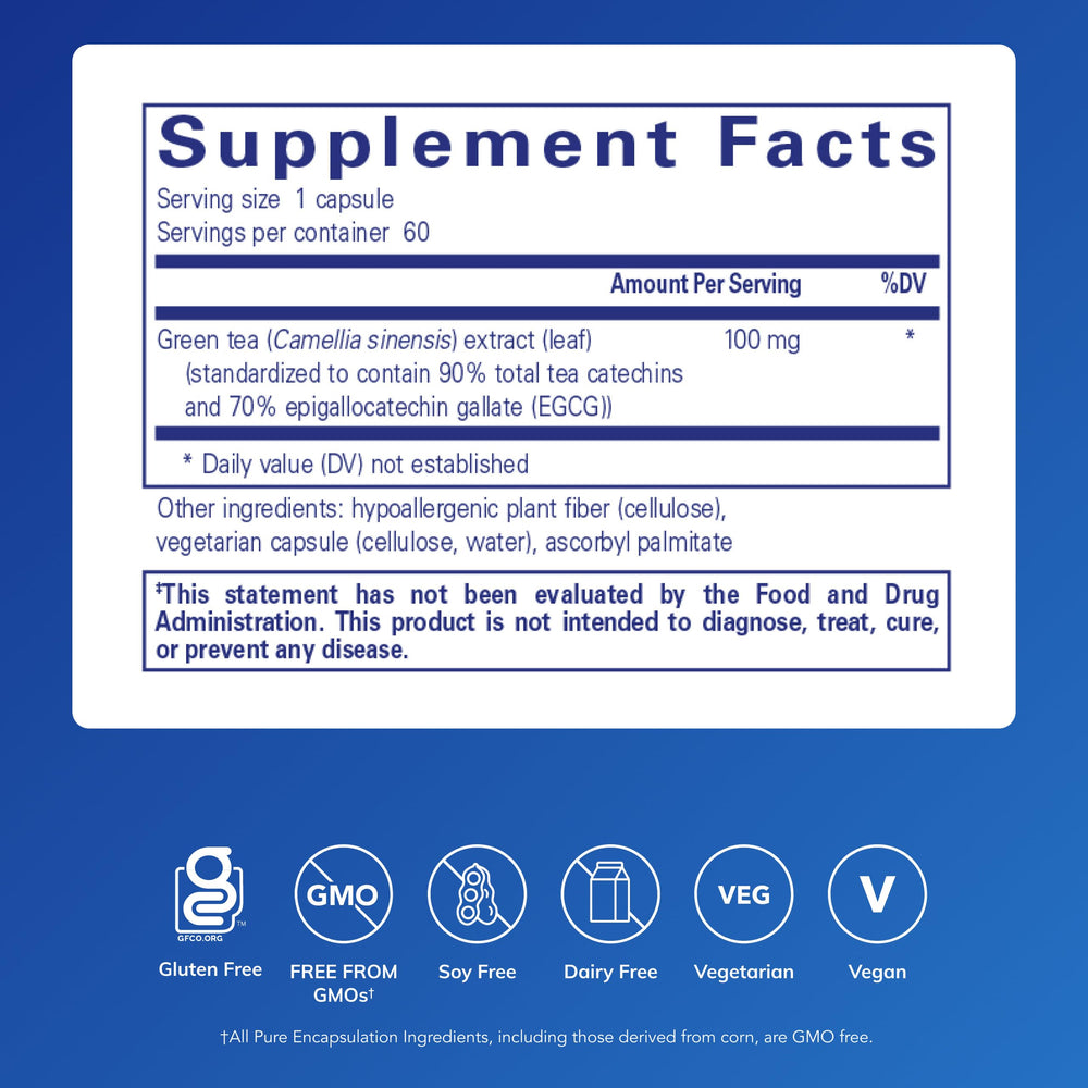 Pure Encapsulations Green Tea Extract capsules ready for daily antioxidant use