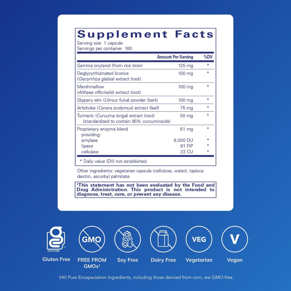 Pure Encapsulations Heartburn Essentials capsules close-up for occasional heartburn relief.