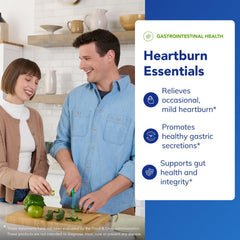 Pure Encapsulations Heartburn Essentials label close-up highlighting allergen-free ingredients.