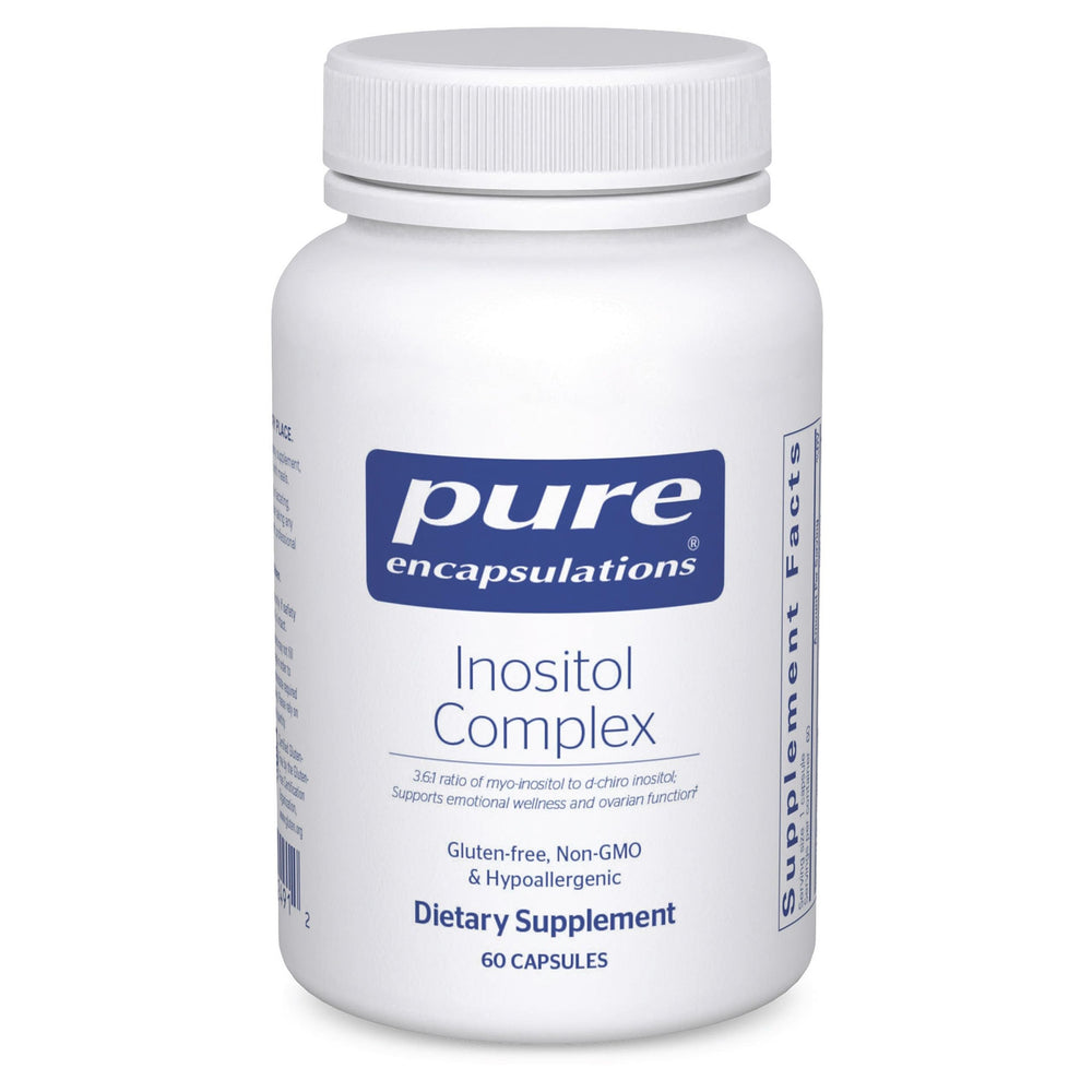 Pure Encapsulations Inositol Complex bottle-front showing premium packaging for energy and wellness support