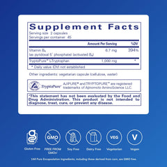 Pure Encapsulations L-Tryptophan label close-up showing purity and sleep support