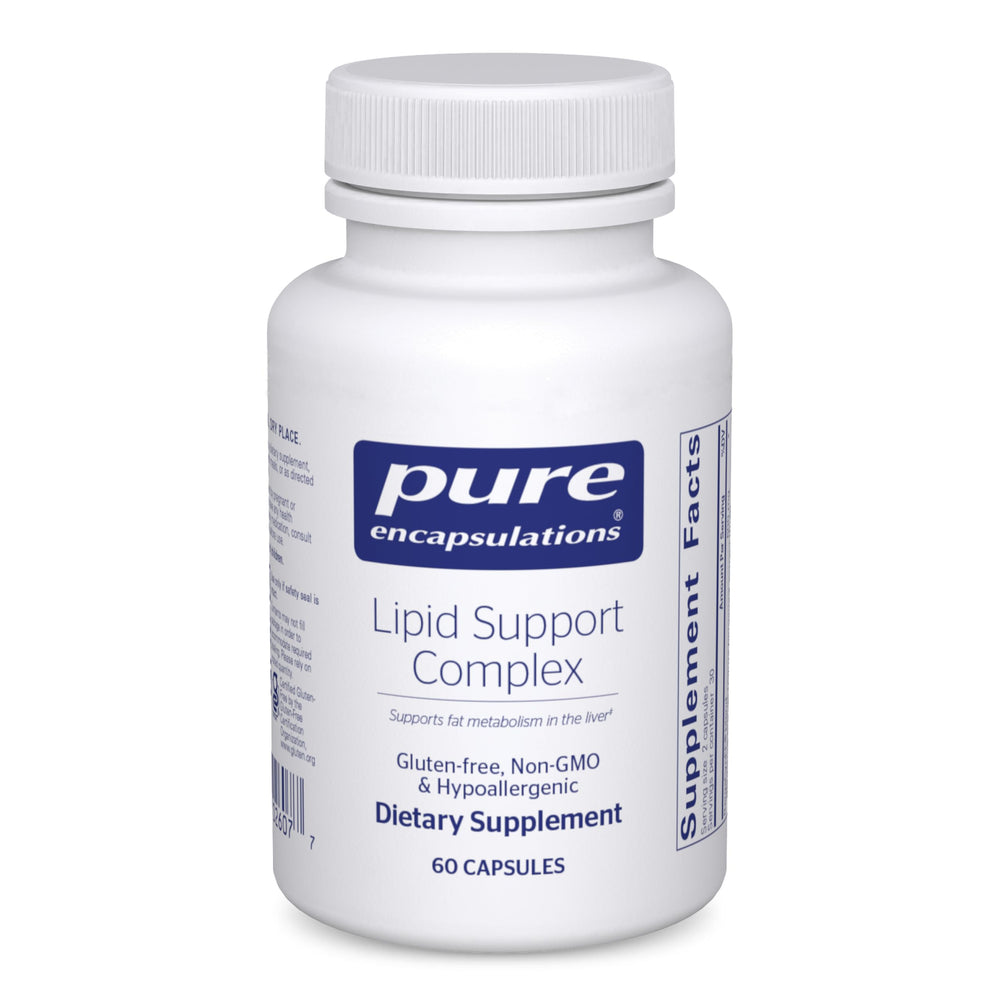 Pure Encapsulations Lipid Support Complex bottle signals daily liver health support