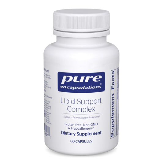 Pure Encapsulations Lipid Support Complex bottle signals daily liver health support