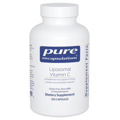 Pure Encapsulations Liposomal Vitamin C bottle for daily immune support.